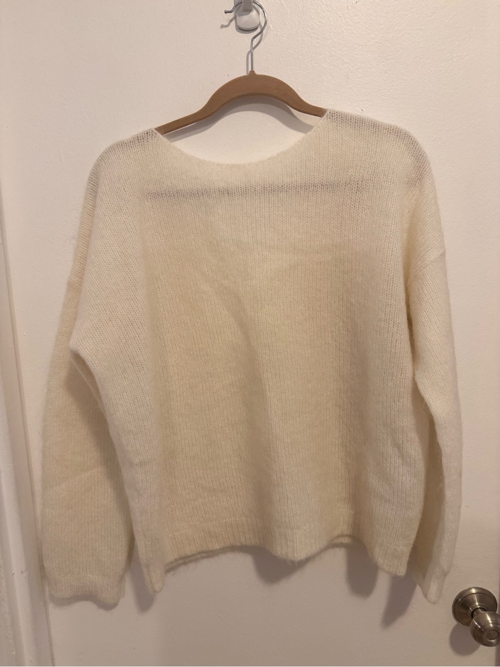 Sezane Ivory Lace-Trim Mohair Cardigan - Picture 4 of 4